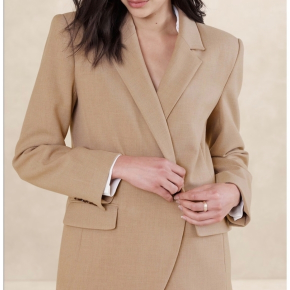 NWT BANANA REPUBLIC | $170 Double Weave Asymmetrical Blazer - Picture 2 of 5